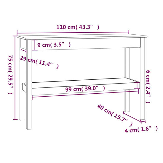 Petey Pinewood Console Table With Undershelf In Natural