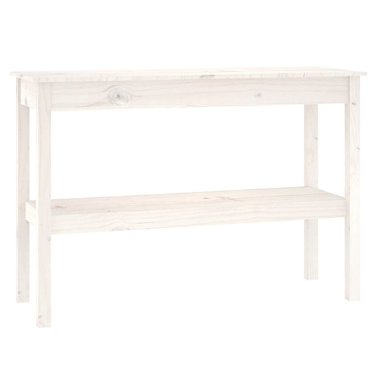 Petey Pinewood Console Table With Undershelf In White Furniture in