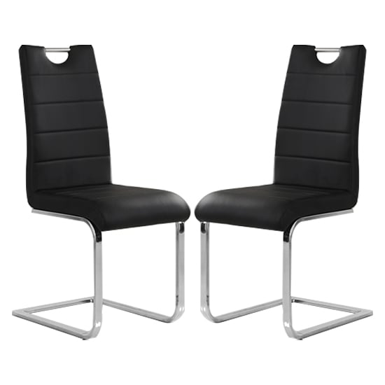 Photo of Petra black faux leather dining chairs in pair