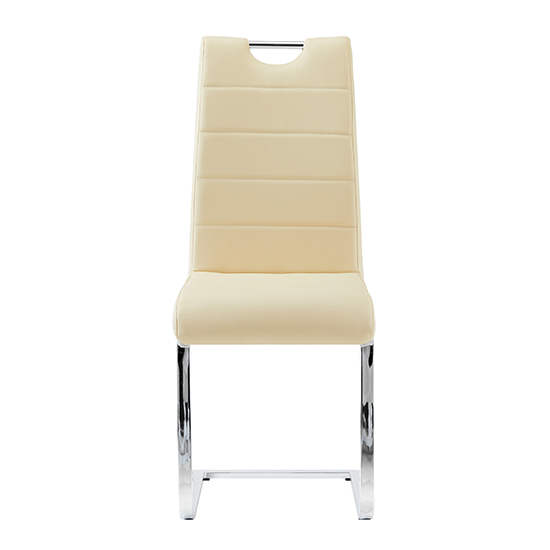 Petra Cream Faux Leather Dining Chairs In Pair