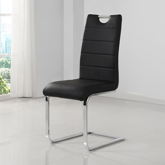 Product photograph of Petra Faux Leather Dining Chair In Black from Furniture in Fashion