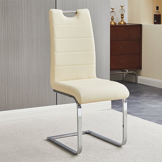 Petra Faux Leather Dining Chair In Cream