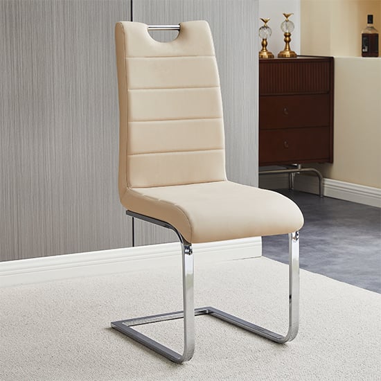 Photo of Petra faux leather dining chair in taupe