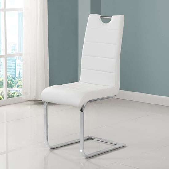 Product photograph of Petra Faux Leather Dining Chair In White from Furniture in Fashion