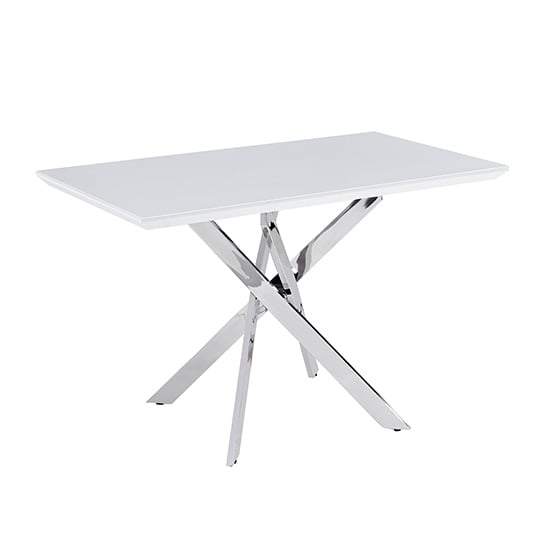 Petra Small Glass Top High Gloss Dining Table In White_2
