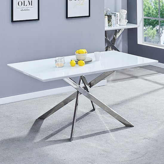Petra Large White Glass Dining Table 6 Petra Grey White Chairs_2