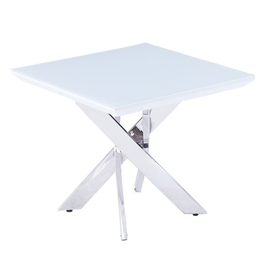 Petra Glass Top Lamp Table In White High Gloss And Chrome Legs_2