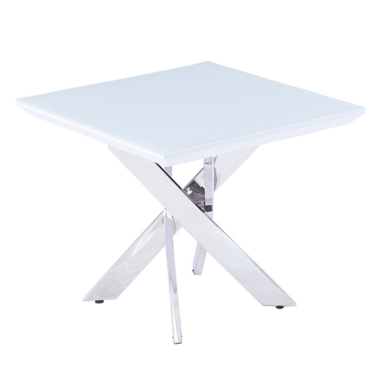 Petra Glass Top High Gloss Lamp Table In White And Chrome Legs_2
