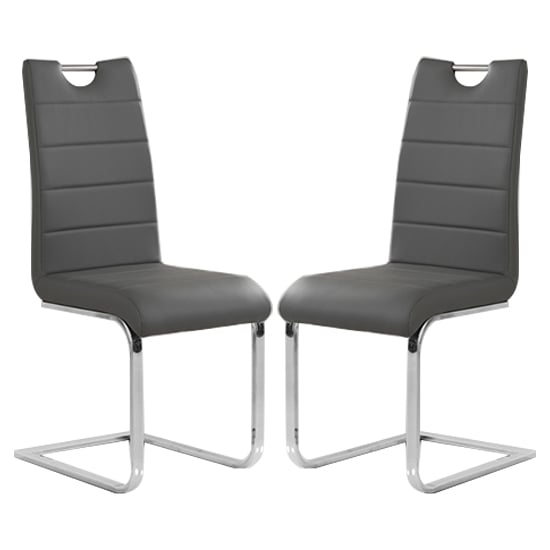 Read more about Petra grey faux leather dining chairs in pair