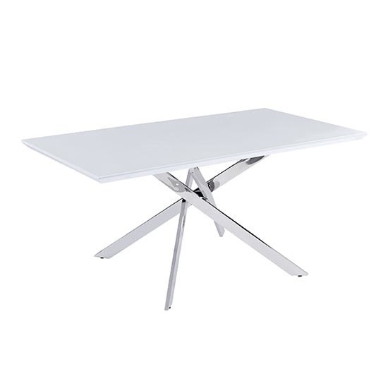 Petra Large Glass Top High Gloss Dining Table In White_2