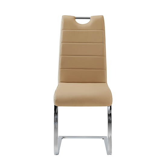 Petra Taupe Faux Leather Dining Chairs In Pair