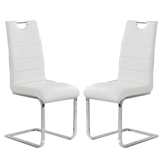 Read more about Petra white faux leather dining chairs in pair