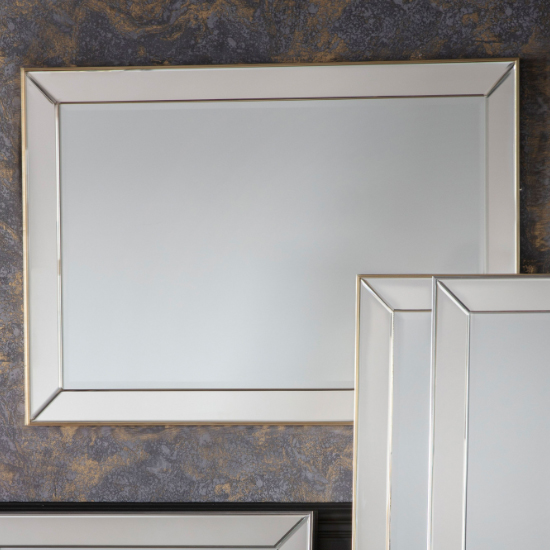 Petrich Rectangular Wall Mirror In Gold Frame Furniture in Fashion