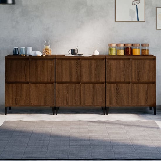 Product photograph of Peyton Wooden Sideboard With 12 Doors In Brown Oak from Furniture in Fashion