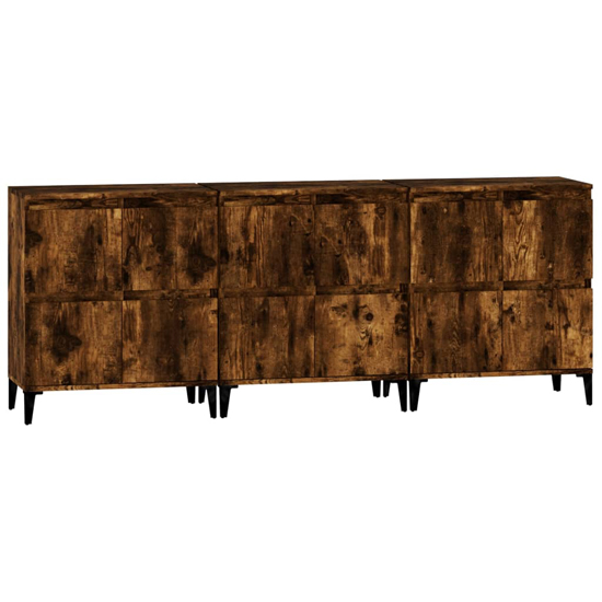 Peyton Wooden Sideboard With 12 Doors In Smoked Oak