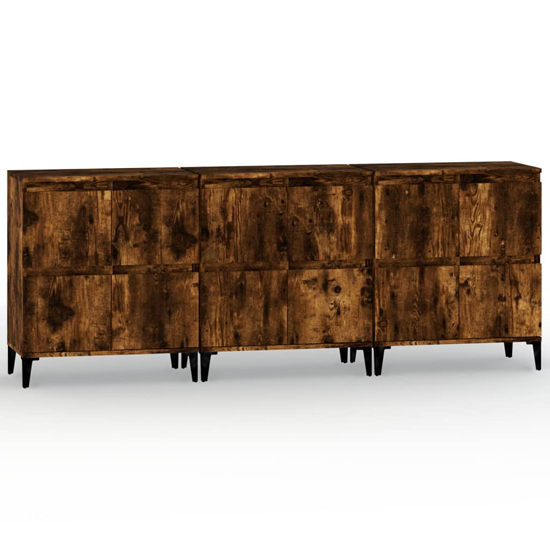 Peyton Wooden Sideboard With 12 Doors In Smoked Oak