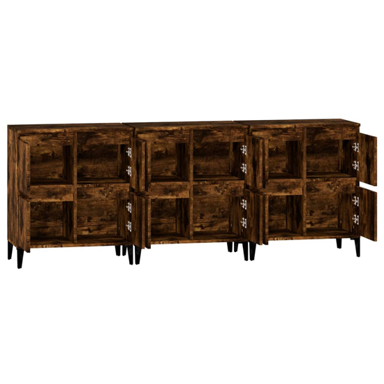 Peyton Wooden Sideboard With 12 Doors In Smoked Oak