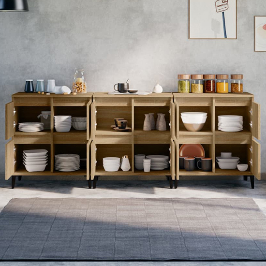 Peyton Wooden Sideboard With 12 Doors In Sonoma Oak