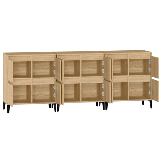 Peyton Wooden Sideboard With 12 Doors In Sonoma Oak