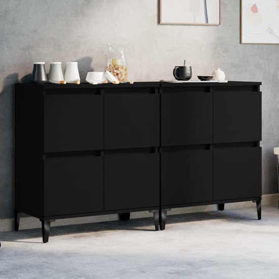 Peyton Wooden Sideboard With 8 Doors In Black | Furniture in Fashion
