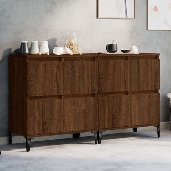 Product photograph of Peyton Wooden Sideboard With 8 Doors In Brown Oak from Furniture in Fashion