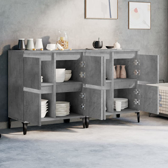 Peyton Wooden Sideboard With 8 Doors In Concrete Effect