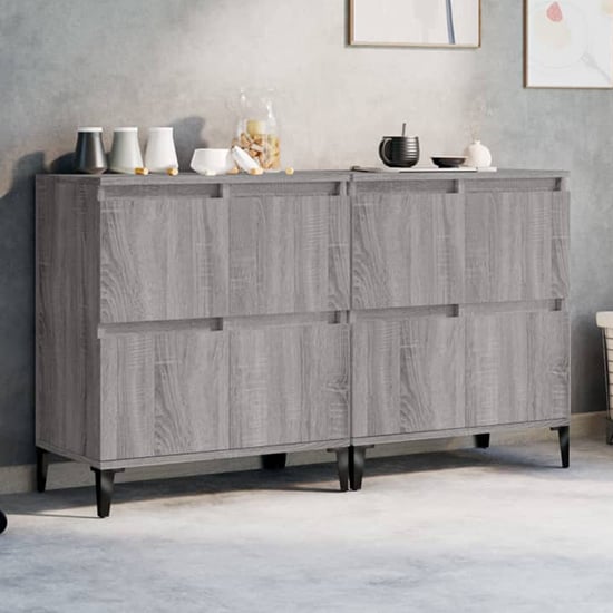 Product photograph of Peyton Wooden Sideboard With 8 Doors In Grey Sonoma Oak from Furniture in Fashion