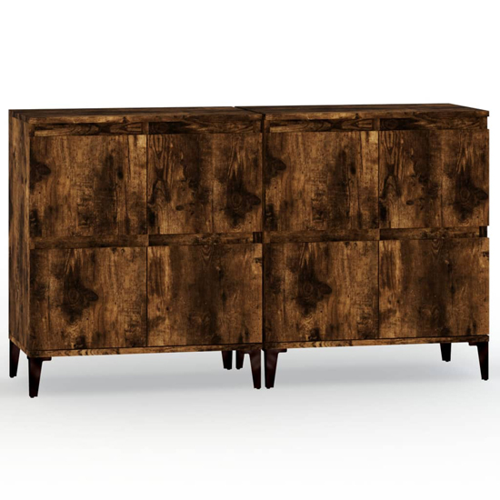 Peyton Wooden Sideboard With 8 Doors In Smoked Oak