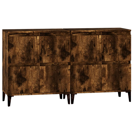 Peyton Wooden Sideboard With 8 Doors In Smoked Oak
