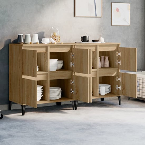 Peyton Wooden Sideboard With 8 Doors In Sonoma Oak