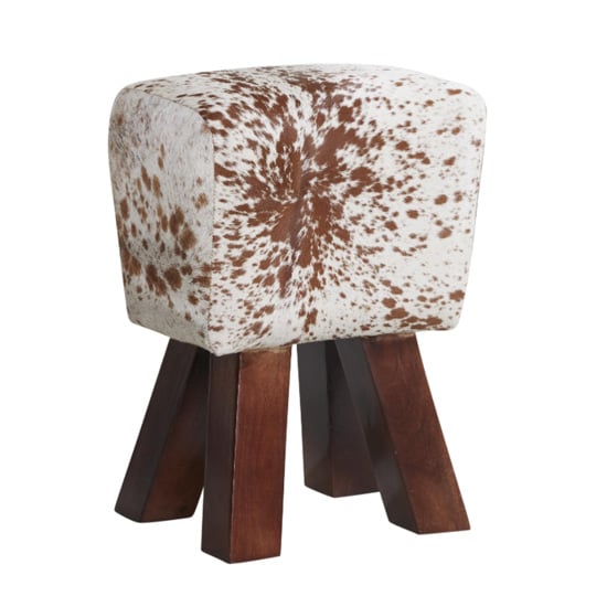 Phaet Faux Leather Cowhide Stool In Natural