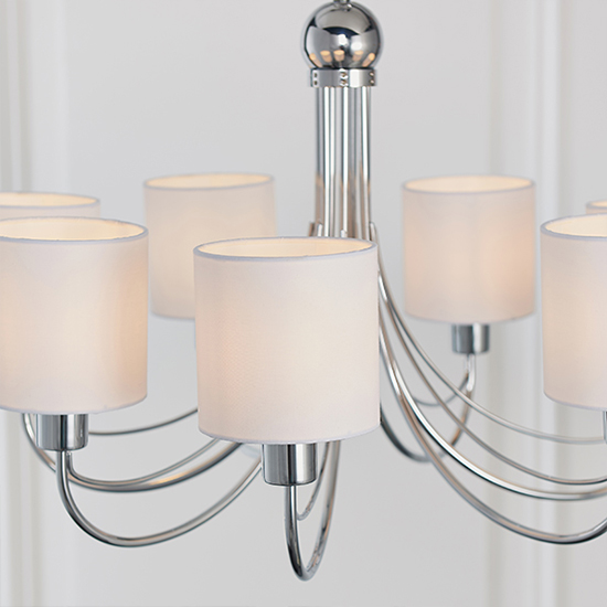 Phantom 7 Lights White Fabric Pendant Light In Chrome