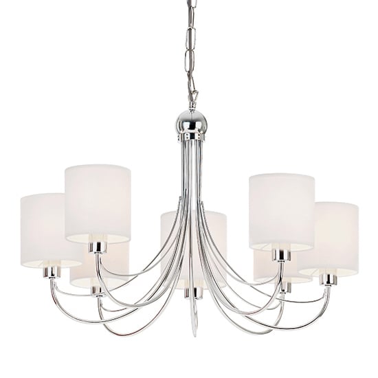 Read more about Phantom 7 lights white fabric pendant light in chrome