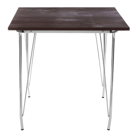 Pherkad Square Wooden Dining Table With Chrome Metal Legs