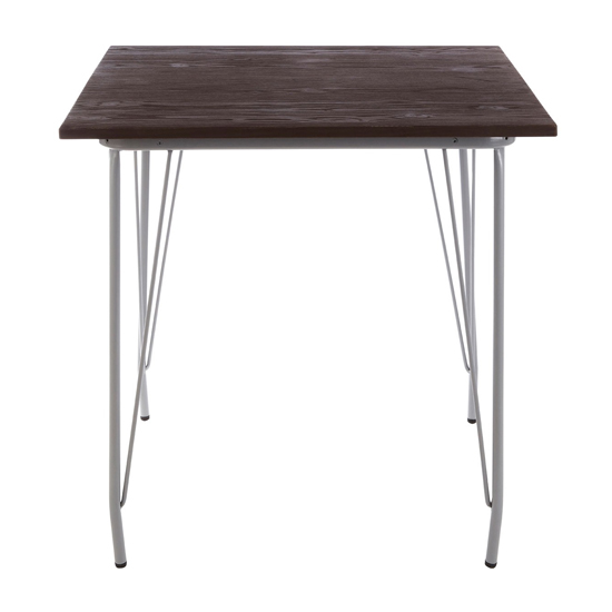 Pherkad Square Wooden Dining Table With Grey Metal Legs