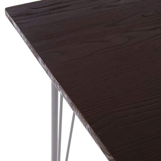 Pherkad Square Wooden Dining Table With Grey Metal Legs