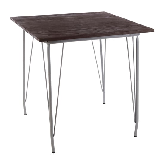 Photo of Pherkad square wooden dining table with grey metal legs