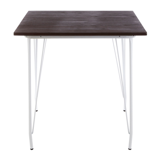 Pherkad Square Wooden Dining Table With White Metal Legs