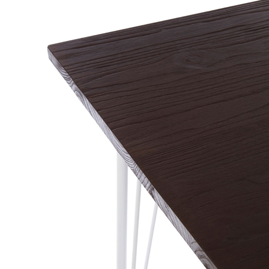 Pherkad Square Wooden Dining Table With White Metal Legs