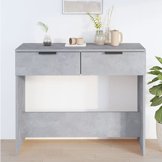 Read more about Phila wooden console table with 2 drawers in concrete effect