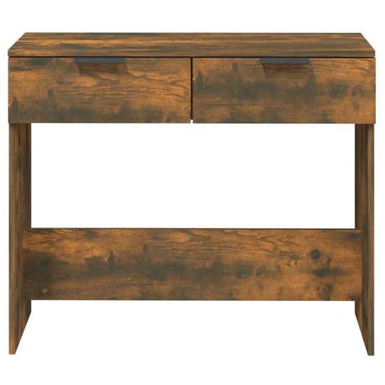 Phila Wooden Console Table With 2 Drawers In Smoked Oak