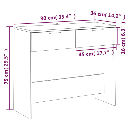 Phila Wooden Console Table With 2 Drawers In Sonoma Oak