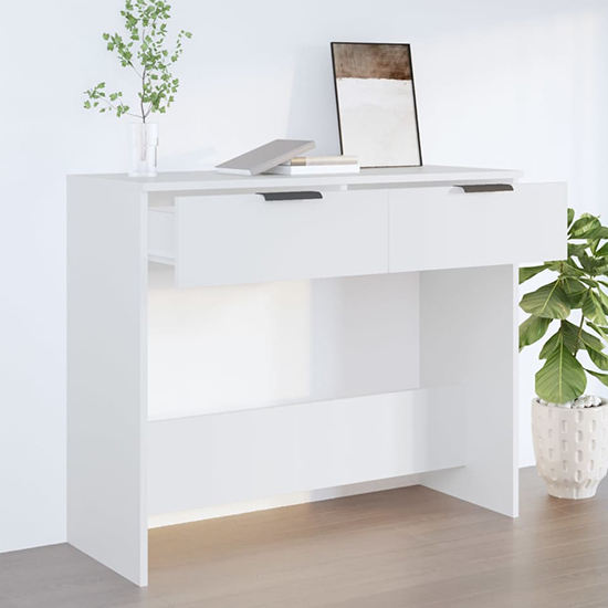 Phila Wooden Console Table With 2 Drawers In White