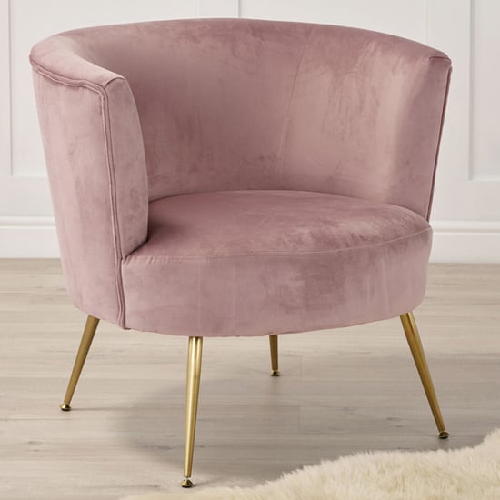 Read more about Phobia velvet tub chair with gold metal legs in pink