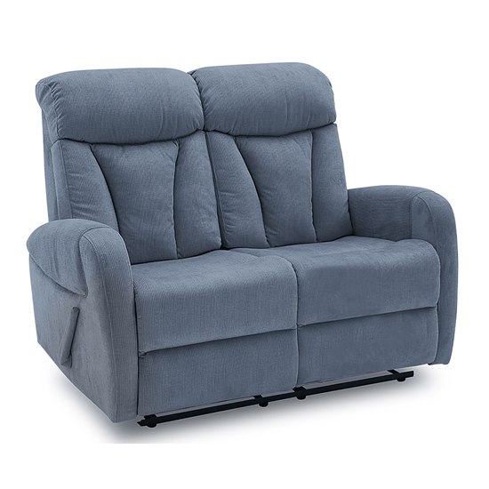 Phoebe Fabric Upholstered Recliner 2 Seater Sofa In Blue Sale