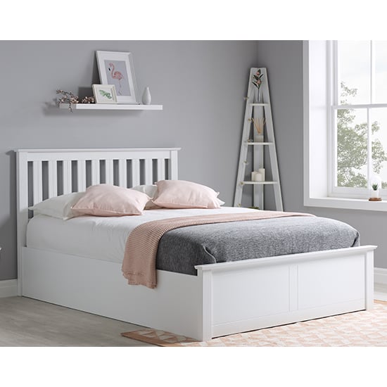 Photo of Phoenix ottoman rubberwood small double bed in white