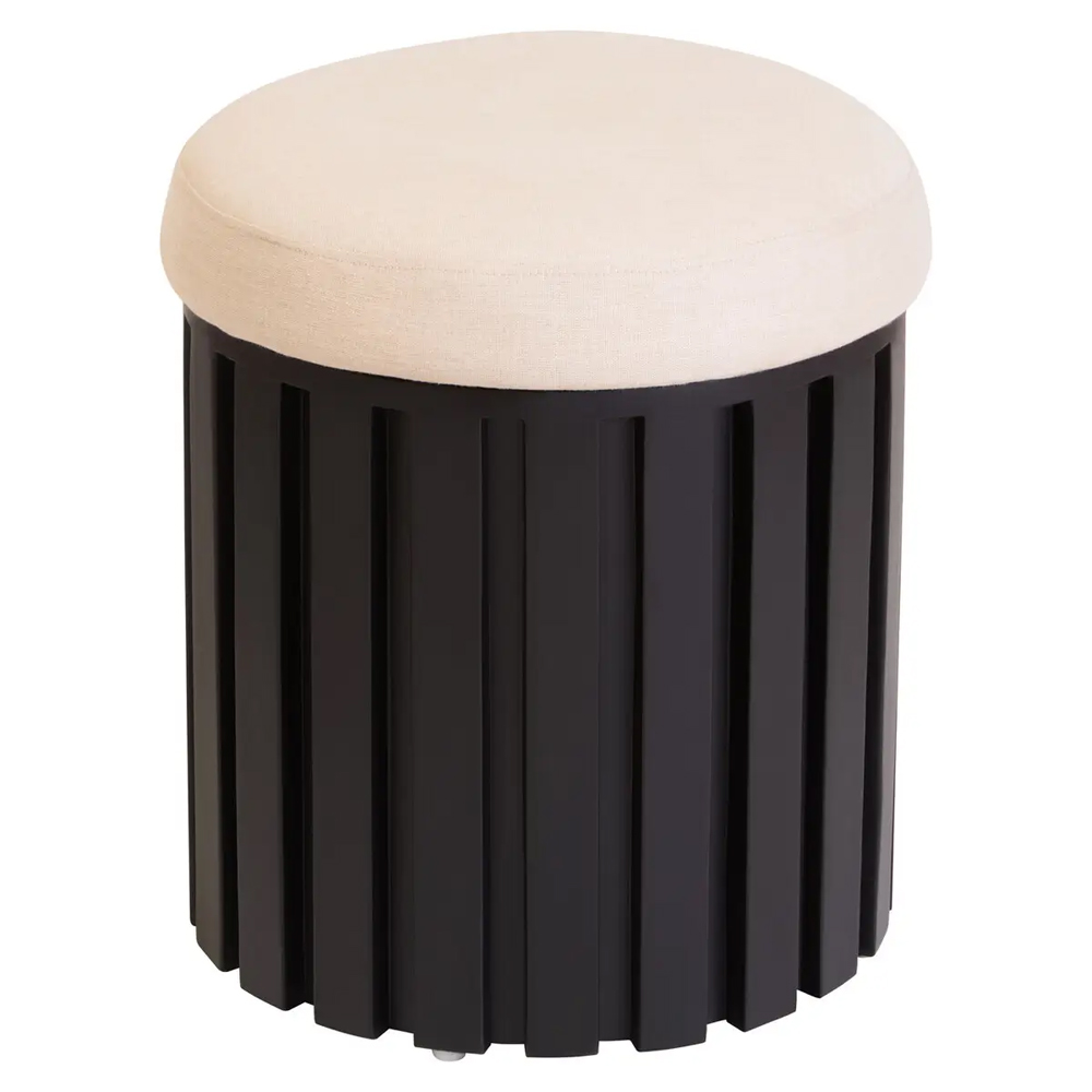 Phoenix Wooden Stool With Fabric Seat In Black