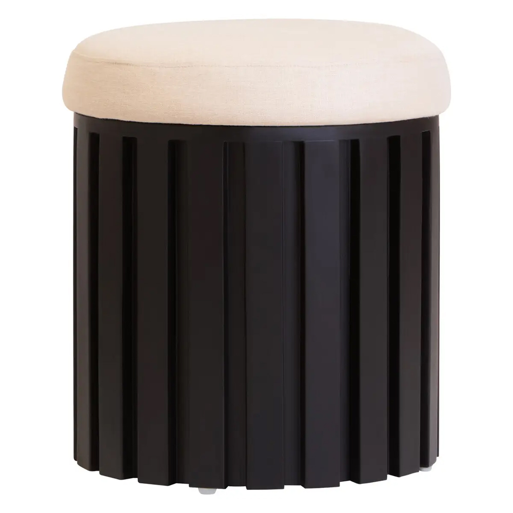 Phoenix Wooden Stool With Fabric Seat In Black
