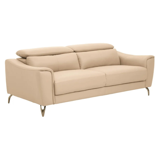 Phoenixville Faux Leather 3 Seater Sofa In Cream Furniture in Fashion