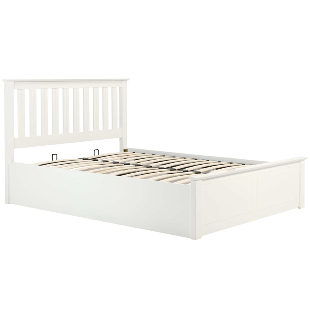 Phoney Wooden Ottoman Storage King Size Bed In White